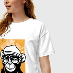 Футболка оверсайз женская Обезьяна и очки, цвет: белый — фото 2