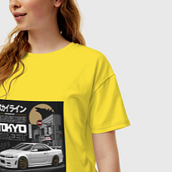 Футболка оверсайз женская Nissan Skyline годзила, цвет: желтый — фото 2