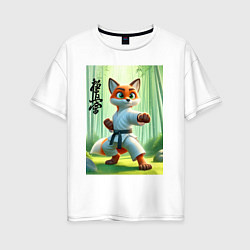 Футболка оверсайз женская Kyokushin karate - fox, цвет: белый