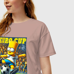 Футболка оверсайз женская Euro cup - Bart Simpson, цвет: пыльно-розовый — фото 2