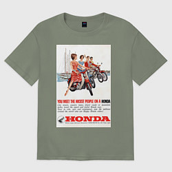 Футболка оверсайз женская Honda мотоцикл, цвет: авокадо