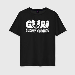 Футболка оверсайз женская Goro cuddly carnage logotype, цвет: черный