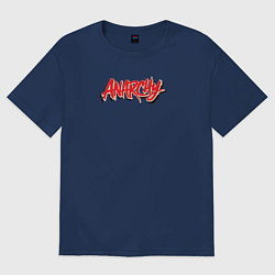 Футболка оверсайз женская Надпись анархия калиграфия, цвет: тёмно-синий