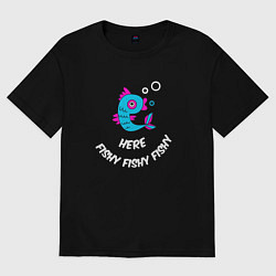 Футболка оверсайз женская Здесь рыбно, цвет: черный