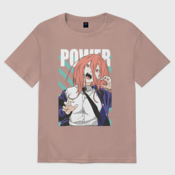 Футболка оверсайз женская Человек-бензопила Пауэр Power, цвет: пыльно-розовый