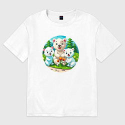 Футболка оверсайз женская Белые медведи летом, цвет: белый