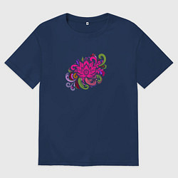 Женская футболка оверсайз Орнамент из разноцветных цветов