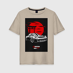 Футболка оверсайз женская Mazda rx-7 jdm style, цвет: миндальный