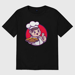 Футболка оверсайз женская Повар и пицца, цвет: черный