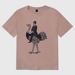 Футболка оверсайз женская Страус и джентльмен, цвет: пыльно-розовый