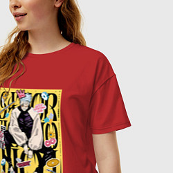 Футболка оверсайз женская Модный Годжо - Магическая битва, цвет: красный — фото 2