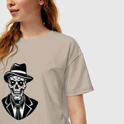 Футболка оверсайз женская Гуль в шляпе и костюме, цвет: миндальный — фото 2