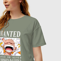 Футболка оверсайз женская Monkey D Luffy - wanted, цвет: авокадо — фото 2