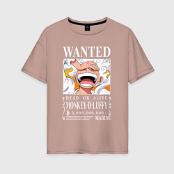 Футболка оверсайз женская Monkey D Luffy - wanted, цвет: пыльно-розовый