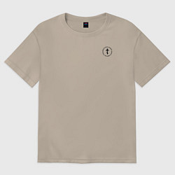 Футболка оверсайз женская За веру царя и святую триединую Русь Крест черный, цвет: миндальный