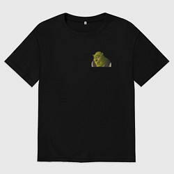 Футболка оверсайз женская Шрек удивляется - мем, цвет: черный