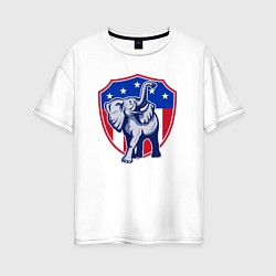 Футболка оверсайз женская Elephant USA, цвет: белый