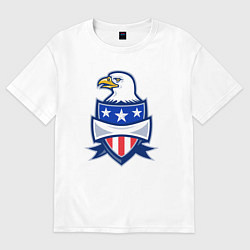 Футболка оверсайз женская Орёл и американский щит, цвет: белый