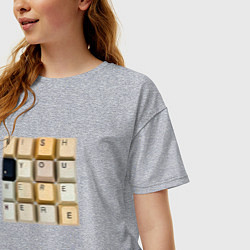 Футболка оверсайз женская Wish you - клавиши клавиатуры, цвет: меланж — фото 2