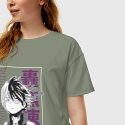 Футболка оверсайз женская Моя геройская академия Шото Тодороки, цвет: авокадо — фото 2