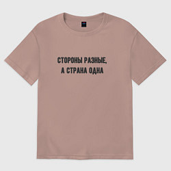 Футболка оверсайз женская Стороны разные страна одна, цвет: пыльно-розовый