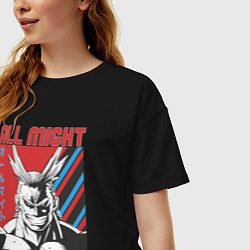 Футболка оверсайз женская Моя геройская академия All Might pease symbol, цвет: черный — фото 2