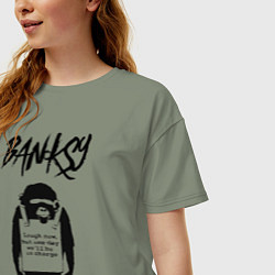 Футболка оверсайз женская Обезьяна граффити уличное искусство Banksy, цвет: авокадо — фото 2