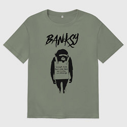 Футболка оверсайз женская Обезьяна граффити уличное искусство Banksy, цвет: авокадо