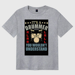 Футболка оверсайз женская Барабанщик музыка, цвет: меланж