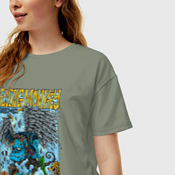 Футболка оверсайз женская Летающая обезьяна-монстр, цвет: авокадо — фото 2