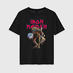 Футболка оверсайз женская Iron Maiden rock band, цвет: черный