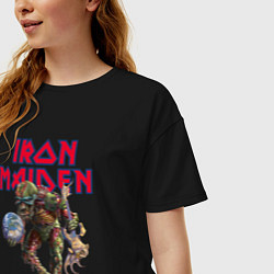 Футболка оверсайз женская Iron Maiden rock band, цвет: черный — фото 2