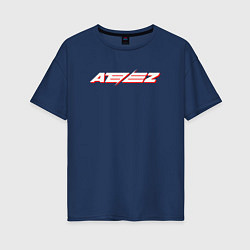 Футболка оверсайз женская Ateez logo, цвет: тёмно-синий