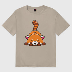 Футболка оверсайз женская Cute red panda, цвет: миндальный