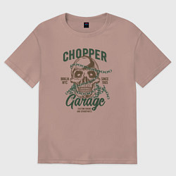 Футболка оверсайз женская Череп с цепями,Chopper garage, цвет: пыльно-розовый