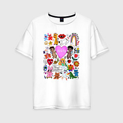 Футболка оверсайз женская Y2K hope heart - cartoon pop art childrens drawing, цвет: белый