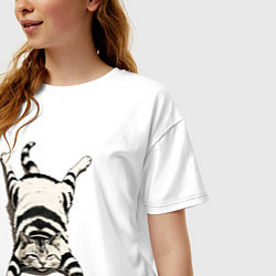 Футболка оверсайз женская Ленивый кот - not today, цвет: белый — фото 2
