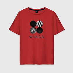 Футболка оверсайз женская BTS Wings, цвет: красный