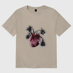 Футболка оверсайз женская Увядшее сердце, цвет: миндальный