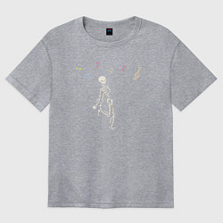 Футболка оверсайз женская Танцующий скелетик, цвет: меланж