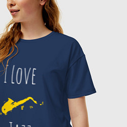 Футболка оверсайз женская Джазовая любовь, цвет: тёмно-синий — фото 2