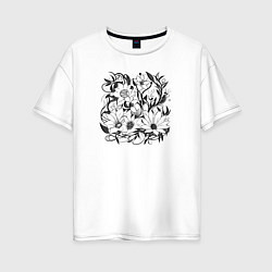 Футболка оверсайз женская Органические абстракции цветов, цвет: белый