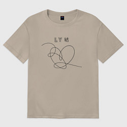Футболка оверсайз женская BTS Love, цвет: миндальный