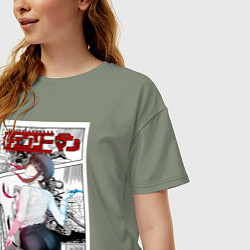 Футболка оверсайз женская Человек-бензопила Makima Макима, цвет: авокадо — фото 2