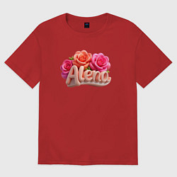 Женская футболка оверсайз Алена и розы объемные буквы