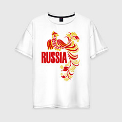 Футболка оверсайз женская Russia, цвет: белый