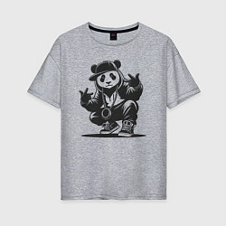 Футболка оверсайз женская Панда хип-хоп, цвет: меланж