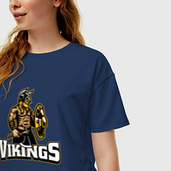 Футболка оверсайз женская Vikings team, цвет: тёмно-синий — фото 2