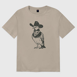 Футболка оверсайз женская Голубь ковбой, цвет: миндальный