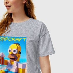 Футболка оверсайз женская Minecraft and Simpsons collaboration - ai art, цвет: меланж — фото 2